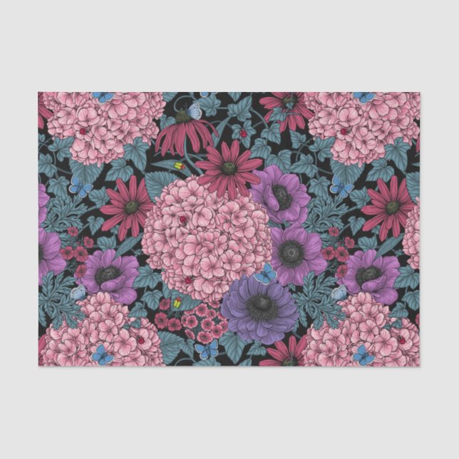 Papier Mousseline Floraux de jardin gras (Recto)