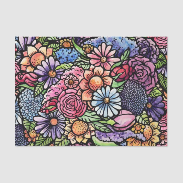 Papier Mousseline Flore Bouquet Fleur de printemps (Recto)