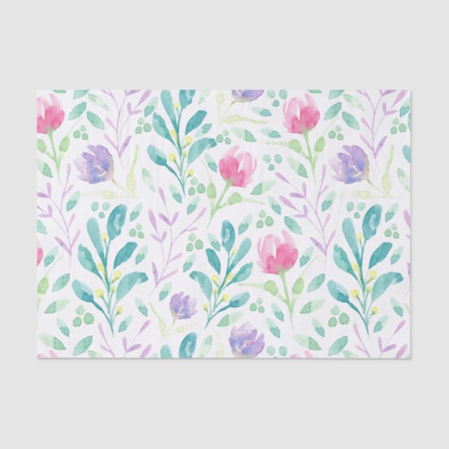 Papier Mousseline Flore dainty en aquarelle (Recto)