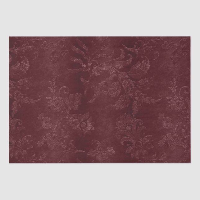Papier Mousseline Flore de Bourgogne rouge profonde (Recto)