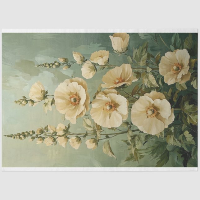 Papier Mousseline Flore De Crème Sur arrière - plan Vert (Recto)