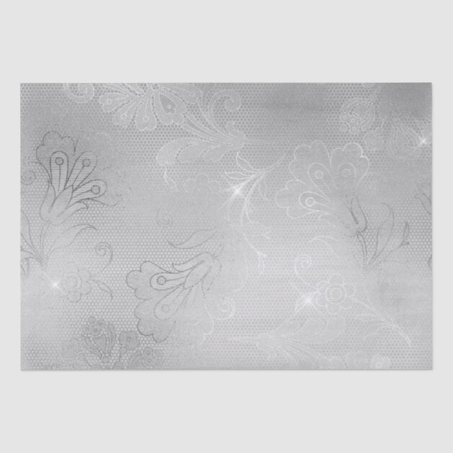 Papier Mousseline Flore de dentelle d'argent (Recto)