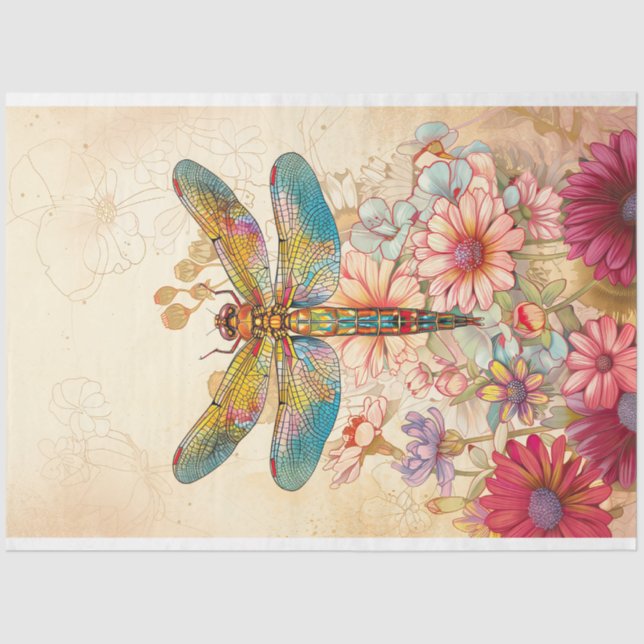 Papier Mousseline Flore Dragonfly Pastel Ethereal Whimsal (Recto)