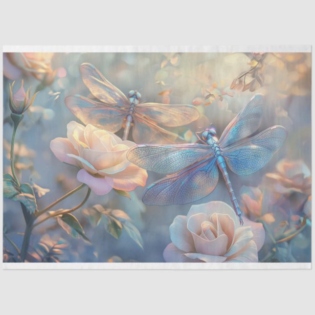 Papier Mousseline Flore Dragonfly Pastel Ethereal Whimsal (Recto)