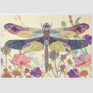 Papier Mousseline Flore Dragonfly Verre tendu Chaleureux Couleurs Wh