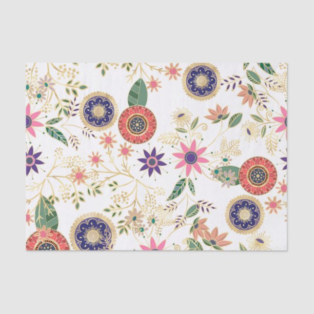 Papier Mousseline Flore folklorique branchée Flore originale Design  (Recto)