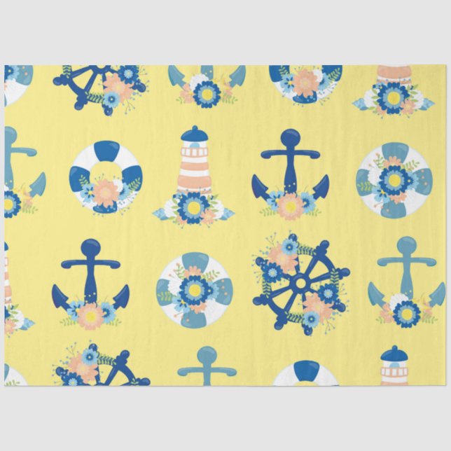 Papier Mousseline Flore Nautique Série Design 9 (Recto)