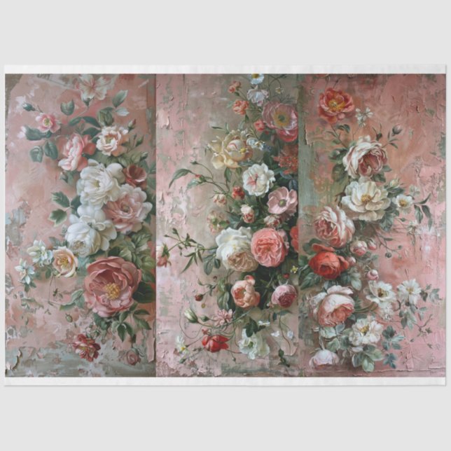 Papier Mousseline Flore Rose Dusty Pour La Conception De Tableur (Recto)