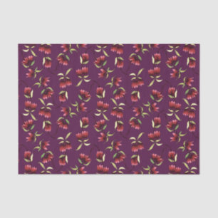 Papier Mousseline Flore rustique bohème rougeâtre rose rousse