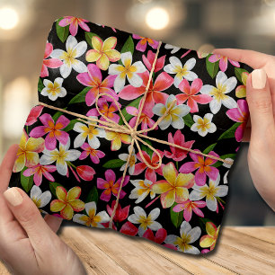 Papier Mousseline Flore tropicale sur noir