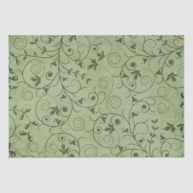 Papier Mousseline Flore verte Grungy (Recto)