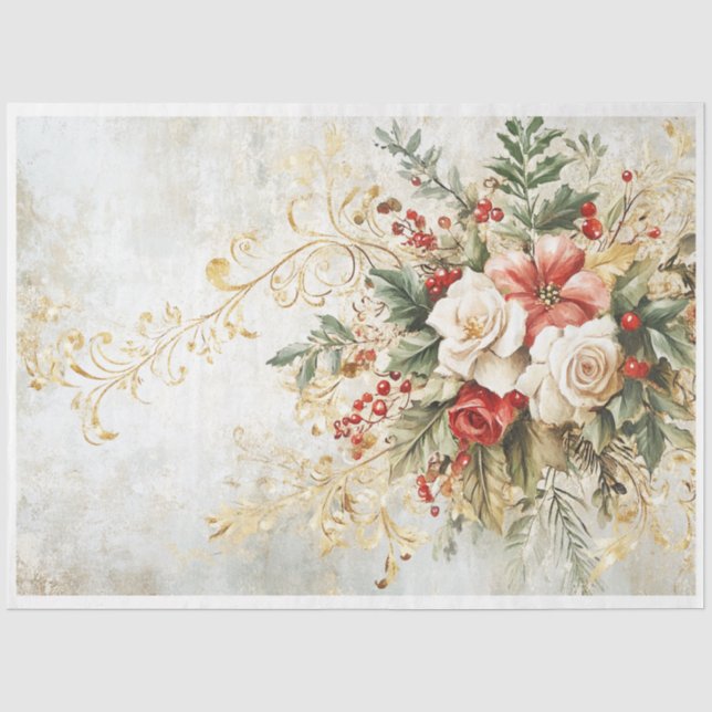 Papier Mousseline Flores de Noël (Recto)