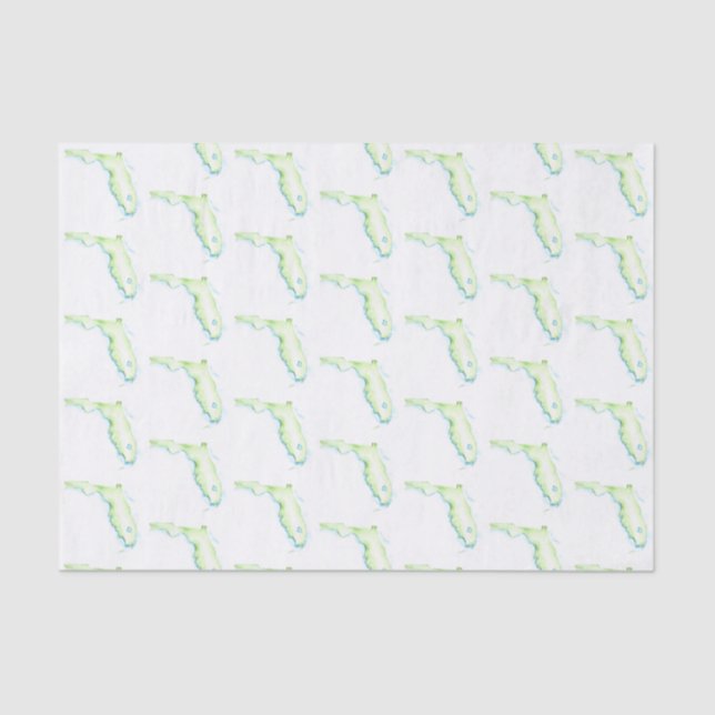 Papier Mousseline Floride Carte Aquarelle Plage Motif (Recto)