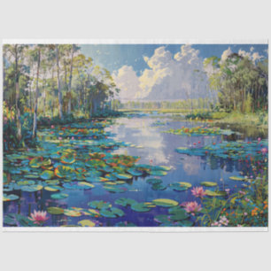 Papier Mousseline Floride Everglades River Lily Pads Découpage