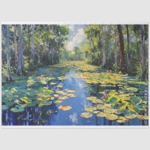 Papier Mousseline Floride Everglades Rivières Arbres Peinture Découp