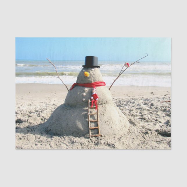 Papier Mousseline Floride Snowman - Sculpture de sable - Papier de t (Recto)