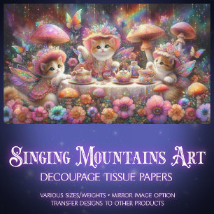 Papier Mousseline Flower Fairy Kitten Garden Party Découpage