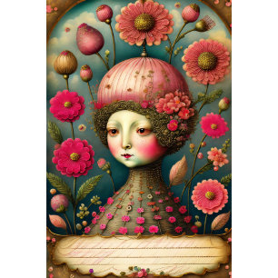 Papier Mousseline Flower girl & postcard v3 vintage tissue paper