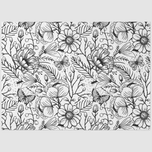PAPIER MOUSSELINE Flower jungle tissue paper (Recto)