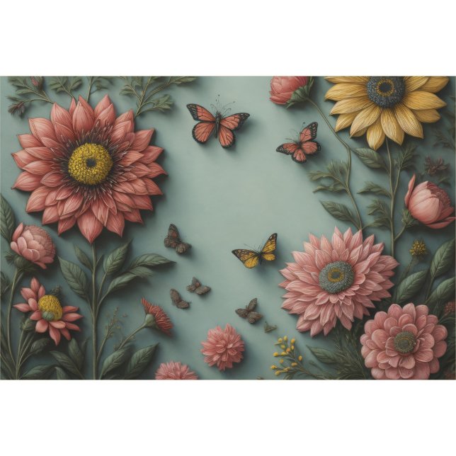 Papier Mousseline Flower poem postcard 5 decoupage tissue paper (Créateur téléchargé)