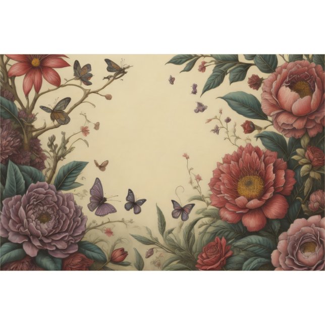 Papier Mousseline Flower poem postcard 6 decoupage tissue paper (Créateur téléchargé)