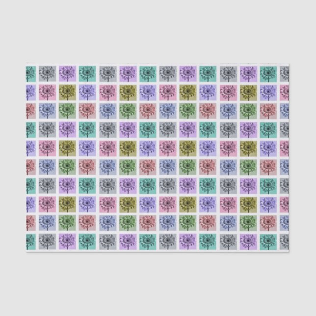 Papier Mousseline Flower Pop Art Squares (Recto)