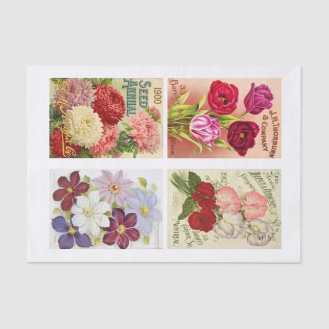 Papier Mousseline Flowers Collection Collage Vintage Decoupage (Recto)