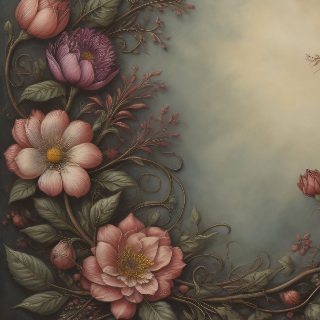 Papier Mousseline Flowers & postcard no2 vintage tissue paper  (Créateur téléchargé)