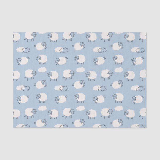 Papier Mousseline Fluffy Pastel Agneau bleu Motif (Recto)