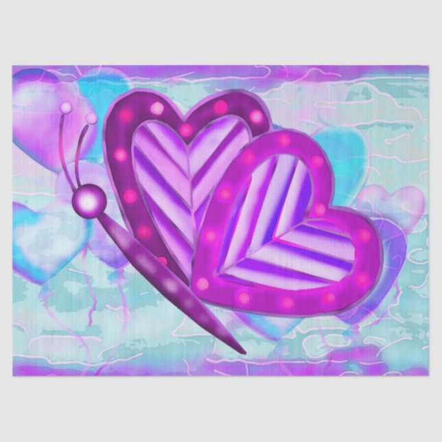 Papier Mousseline Flutterbys Valentines Folk Art TOUTES TAILLES (Recto)