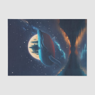 Papier Mousseline Flying Humpback Baleine Lune Mer Lumière Forêts St