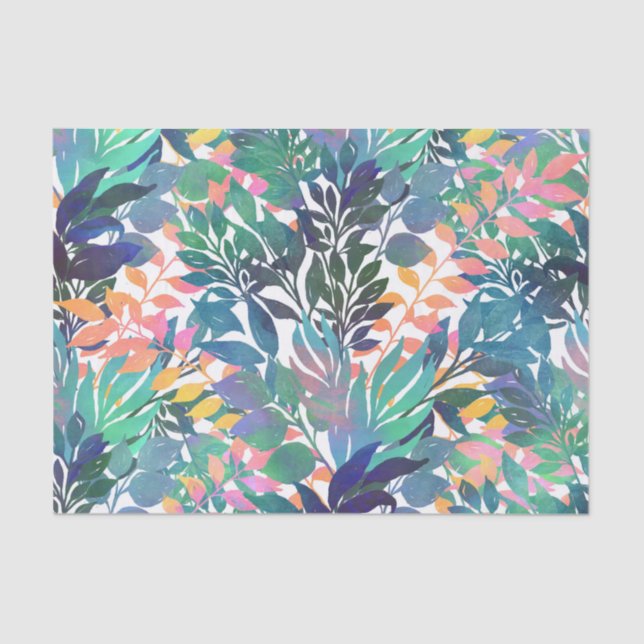 Papier Mousseline Foliage de la Jungle tropicale Aquarelle Verdure (Recto)