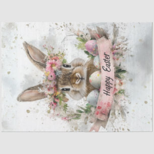 Papier Mousseline Fond aquarelle lapin de Pâques en découpage