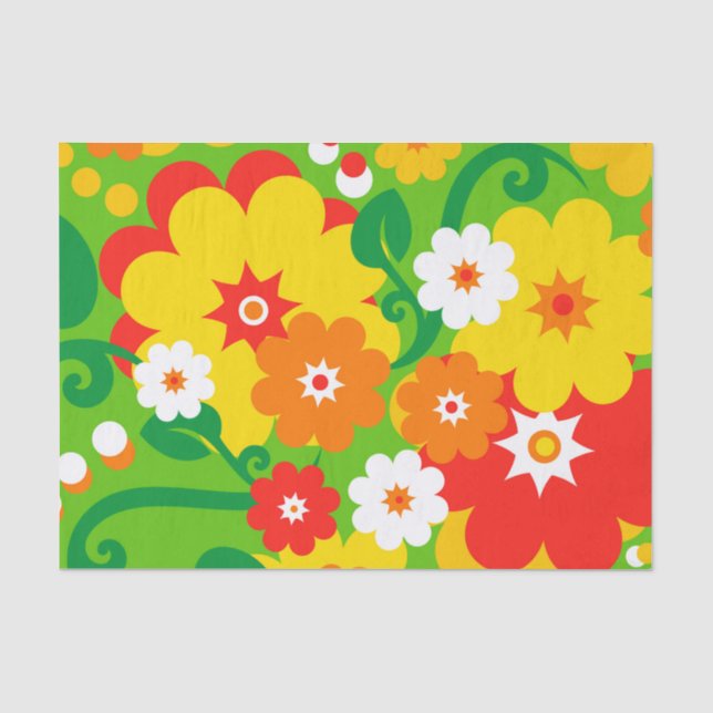 Papier Mousseline Fond d'écran Funky Flower Power + votre texte (Recto)