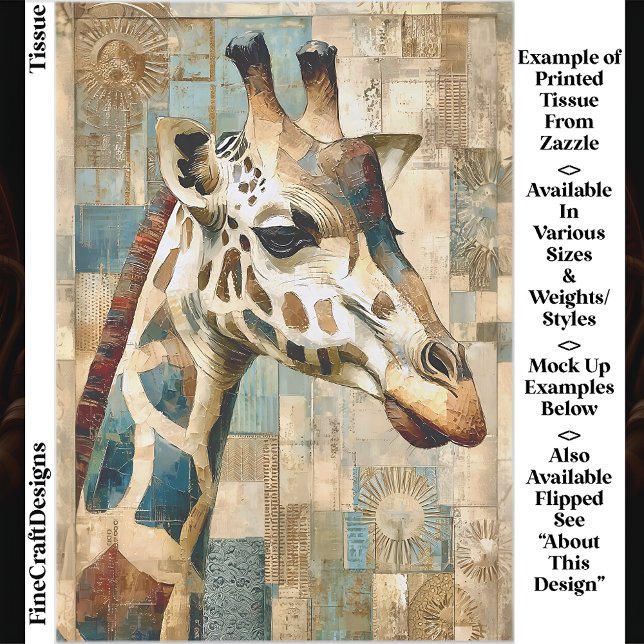 Papier Mousseline Fond en patchwork de girafe rustique EB6R découpag (Créateur téléchargé)