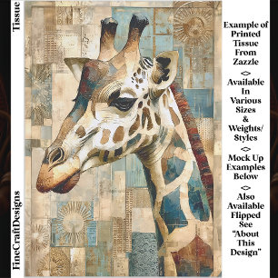 Papier Mousseline Fond en patchwork Girafe Rustique EB6L Découpage