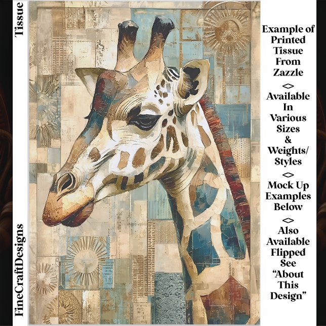 Papier Mousseline Fond en patchwork Girafe Rustique EB6L Découpage (Créateur téléchargé)