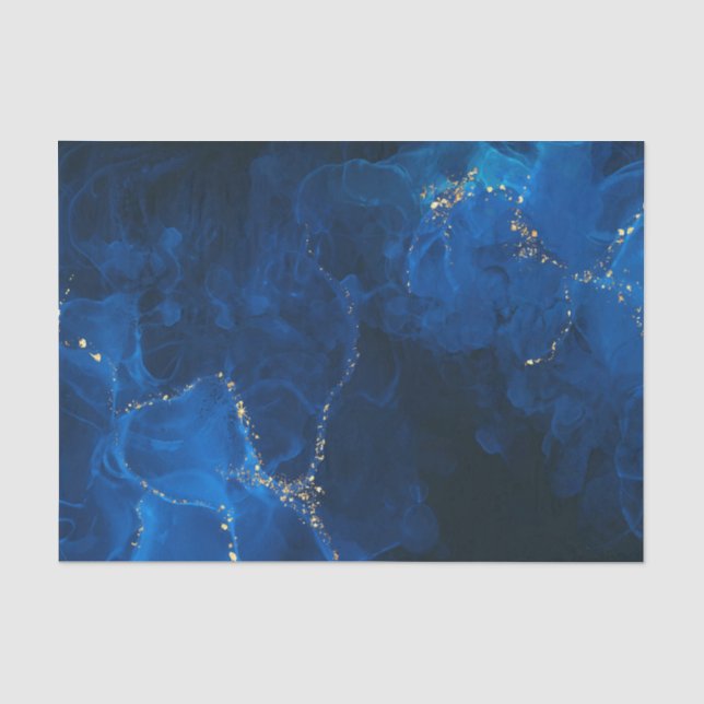 Papier Mousseline Fond texturé bleu foncé faux paillettes d'or    (Recto)