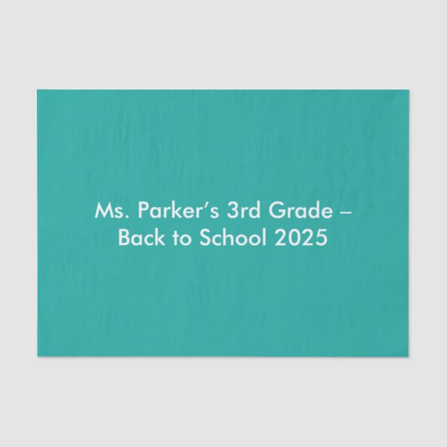 Papier Mousseline Fond uni sarcelle – Texture de rentrée scolaire (Recto)