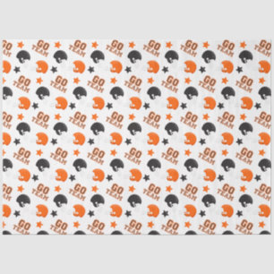 Papier Mousseline Football américain Orange et Motifs noirs