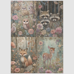 Papier Mousseline Forêt boisée Animaux Floral Collage Découpage