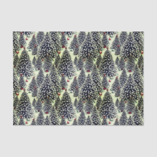 Papier Mousseline Forêt d'arbres de Noël couverts de neige