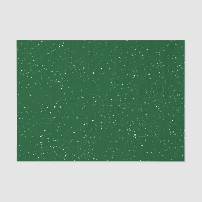 Papier Mousseline Forêt de Noël verte avec neige blanche (Recto)