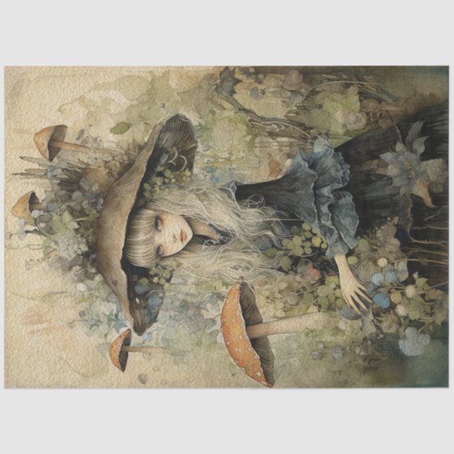 Papier Mousseline Forêt de printemps de la fée de champignons no1 (Recto)