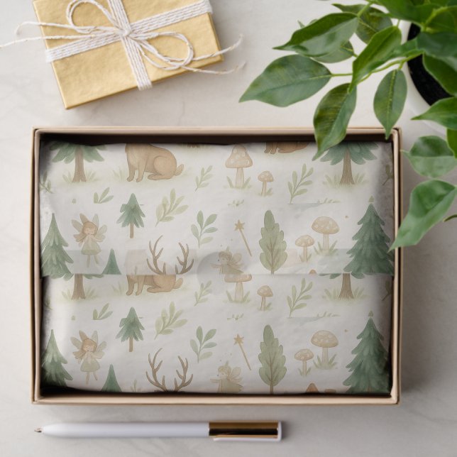 Papier Mousseline Forêt ensemencée Whimsical Animaux des bois (Cadeau)