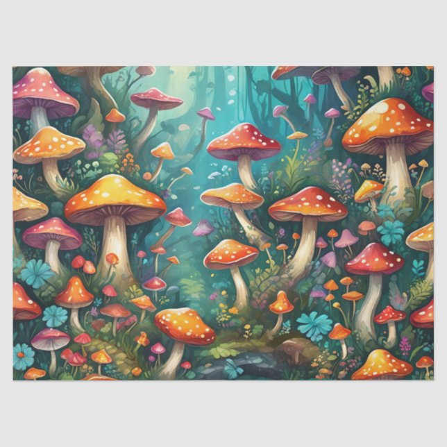 Papier Mousseline Forêt Mystique des Champignons (Recto)