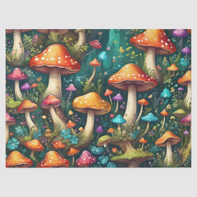 Papier Mousseline Forêt Mystique des Champignons (Recto)