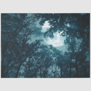 Papier Mousseline Forêt nocturne enchanteresse avec Pleine lune
