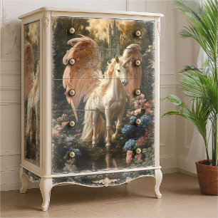Papier Mousseline Forêt rose et bleue fantaisie Licorne Découpage