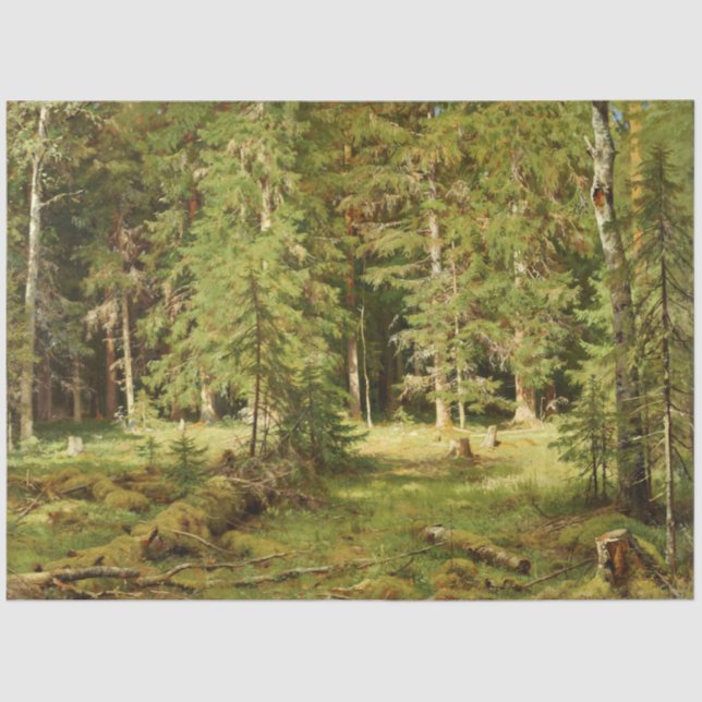 Papier Mousseline Forêt russe (Paysage rustique) (Bois vert) (Recto)